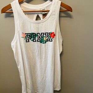 Victoria's Secret PINK Knit Everyday TANK Top Logo Racer Slit Back S New